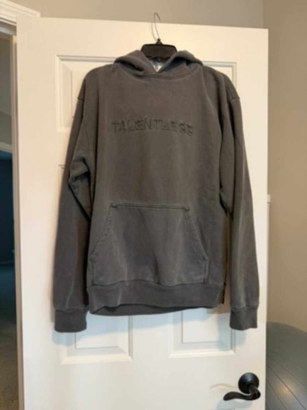 Talentless Vintage Wash Charcoal Embroidered Hoodie Size M
